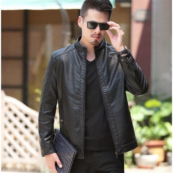 Men's Leather Jackets For Winter Jacket Men And Coats Leather Male Coat For Brand Men's Oblique Zipper Winter Down Biker Jacket