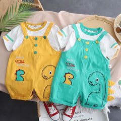 Boy Summer Clothing Dinosaur Suspender Pants Suit