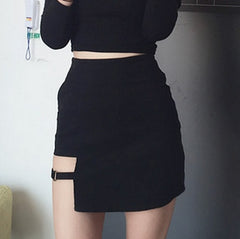 Korean Style Black Hip Skirts Irregular Hem Pencil Micro Mini Skirt Slim Women Party Skirts Black Bodycon Short Skirt