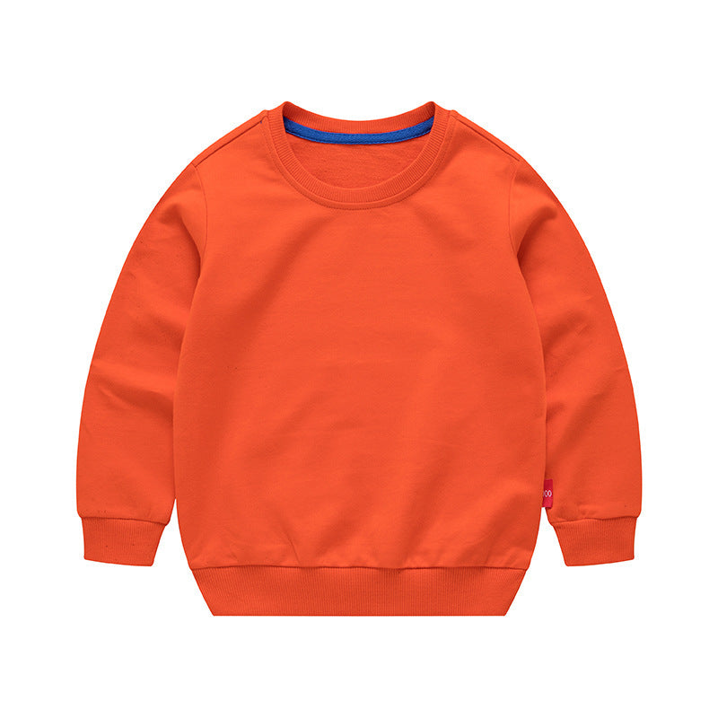 Boys Korean Round Neck Solid Color Loose Long Sleeve Pullover