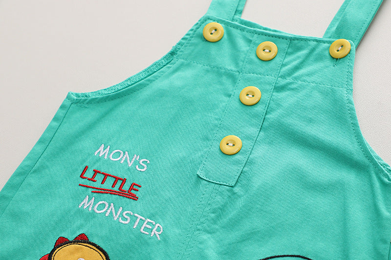 Boy Summer Clothing Dinosaur Suspender Pants Suit