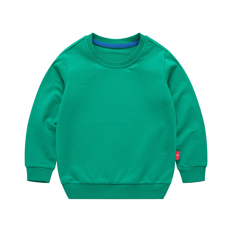 Boys Korean Round Neck Solid Color Loose Long Sleeve Pullover