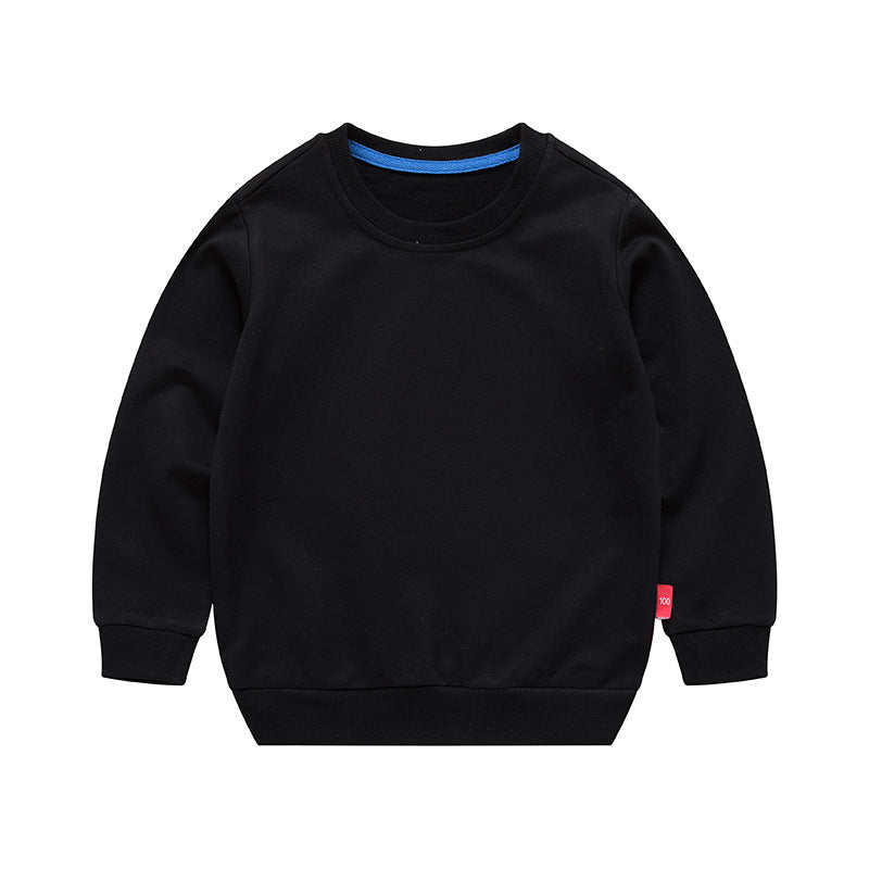 Boys Korean Round Neck Solid Color Loose Long Sleeve Pullover