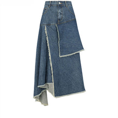 Spring Retro High Waist Women Irregular Denim Skirts