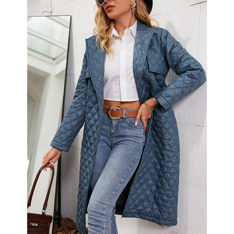 Retro Lace Lapel Down Jacket Women Winter